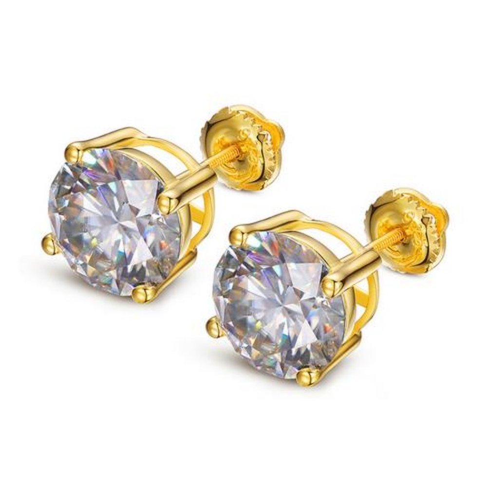 Certified 8ct. t.w. Moissanite Diamond Round Stud Earrings NEW - Picture 5 of 10